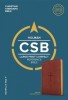 CSB Large Print Compact Reference Bible, Brown Leathertouch