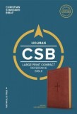 CSB Large Print Compact Reference Bible, Brown Leathertouch