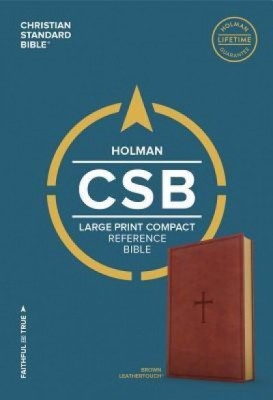 CSB Large Print Compact Reference Bible, Brown Leathertouch foto