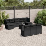 Cumpara ieftin Set canapele de grădină cu perne, 11 piese, negru, poliratan