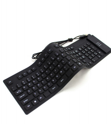 Tastatura flexibila USB sau PS2-Culoare Negru foto