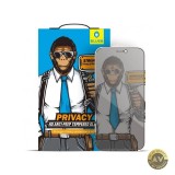 Folie de protectie Ecran Privacy Mr. Monkey Glass pentru Apple iPhone 13 Pro Max Sticla securizata Full Glue 5D