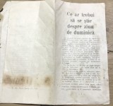 X.1 Broșură religioasă Ce ar trebui să se știe despre ziua de duminică, evaluare: stare uzată, pete și pliuri.