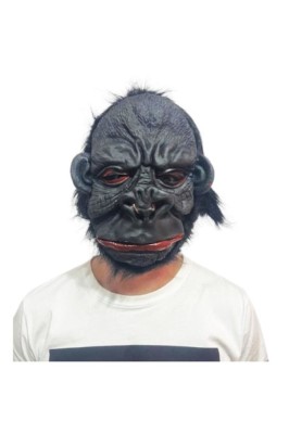 Mască de Halloween cu păr artificial, cauciuc, mărime universală, neagră foto