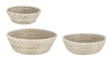 Set 3 cosuri depozitare iarba mare natur alb Jade &Oslash;22x9h; &oslash;28x10h; &oslash;33x12h