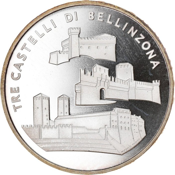 Elvetia 20 Francs 2004 (Castles of Bellinzona) Argint 20g/835, 32.8 mm KM-108 UNC !!!