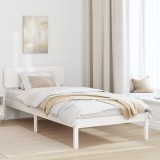 VidaXL Cadru de pat cu spătar Alb 90x200 cm din lemn masiv de pin