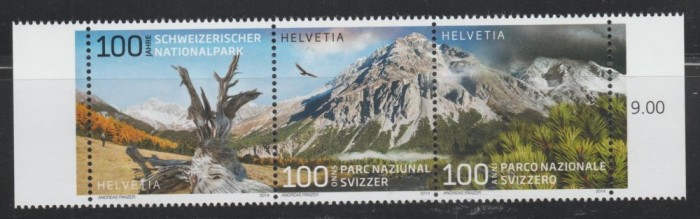 ELVETIA 2014 Centenarul Parcului National Elvetian serie 3 timbre in straif Mi.2331-33