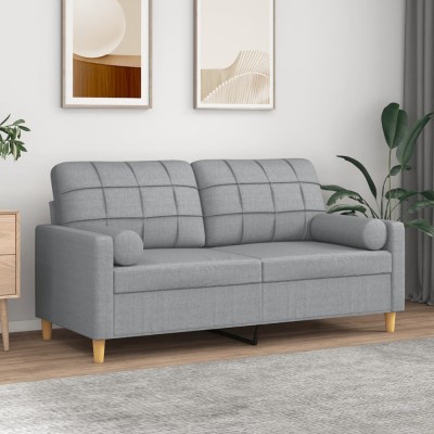 Gossi canapea cu 2 locuri cu pernute, gri deschis, 140 cm, textil foto