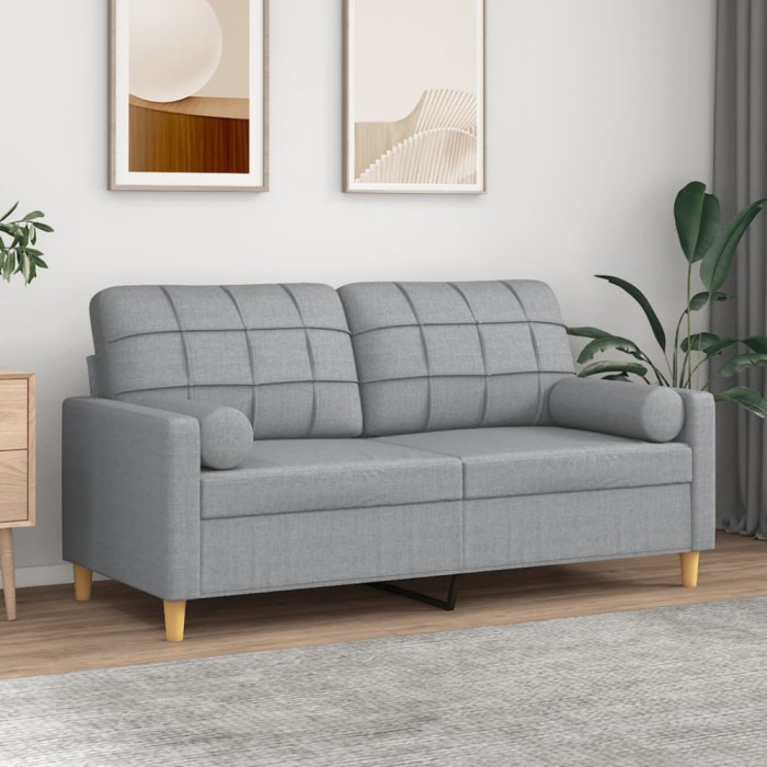 Gossi canapea cu 2 locuri cu pernute, gri deschis, 140 cm, textil