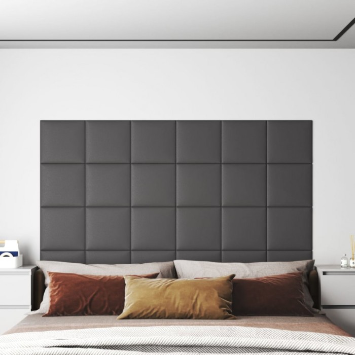 vidaXL Panouri perete 12 buc. gri 30x30 cm piele ecologică 1,08 m&sup2;