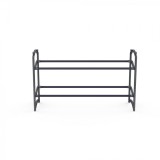 Raft pantofi cu 2 polite, Negru, 60x20x35 cm