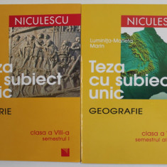 SET TEZA CU SUBIECT UNIC - ISTORIE , GEOGRAFIE , CLASA A VIII -A , SEMESTRELE I si II , VOLUMELE I - II , de MAGDA STAN si CRISTIAN VORNICU , LUMINI