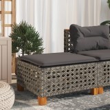 Gossi taburet de gradina cu perna, gri, 63,5x56x32 cm, poliratan