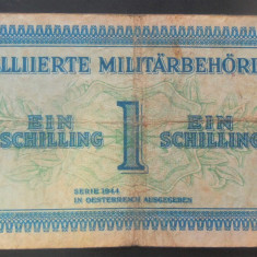 Bancnota ISTORICA 1 SCHILLING - AUSTRIA OCUPATIE MILITARA, anul 1944 *cod 900