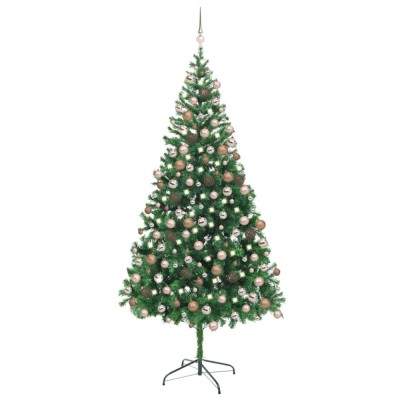 vidaXL Brad de Crăciun pre-iluminat cu set globuri, 210 cm, 910 ramuri 3077576 foto