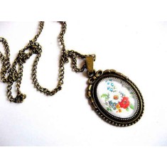 Pandantiv cu model floral, colier si pandantiv bronz 29454