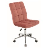 Scaun birou cu stofa tip catifea SL Q020, ergonomic, inaltime reglabila, cadru cromat, rotatie 360 , 90 kg, Caramiziu