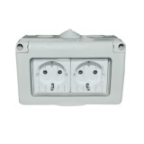 Priza dubla cu capac SPIN Antigron IP55, 16A, 250V, montaj aparent