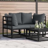 Cumpara ieftin Mobilier pentru Exterior cu pernă cu pernă 2 pcs Negru Aluminiu