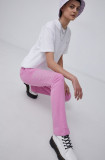 Adidas Originals Pantaloni femei, culoarea roz, cu imprimeu