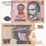 Bancnota Peru 100 Intis 1987 UNC, Neutilizata