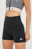 Adidas pantaloni scurți de antrenament Yoga Essentials femei, culoarea negru, neted, high waist, adidas Performance