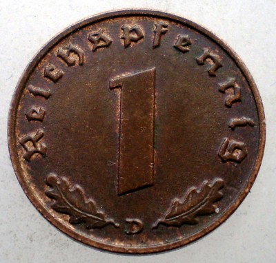 2.527 GERMANIA WWII 1 REICHSPFENNIG 1939 D foto