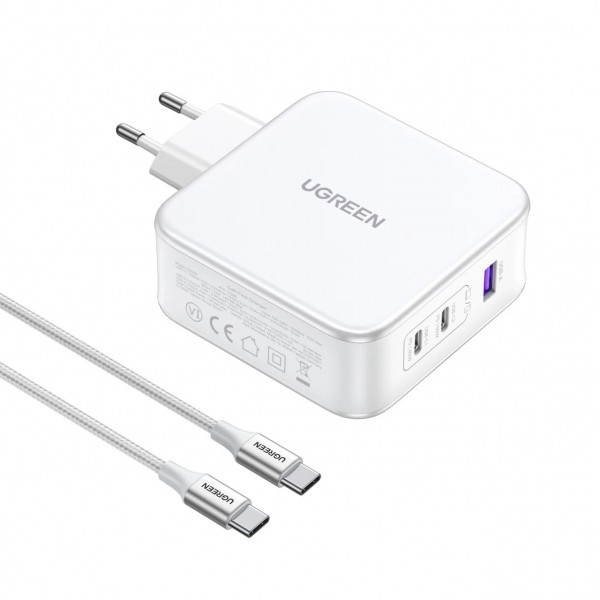 Incarcator Retea Cu Cablu USB-C UGREEN CD289, 140W, 5A, 1 x USB-A - 2 x USB-C, Alb