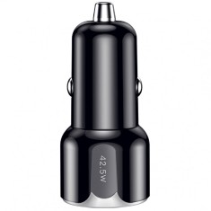 Incarcator Auto USB Totu Design DCCPD-07, 1 X USB - 1 X USB Tip-C, Quick Charge, 42.5W, Negru