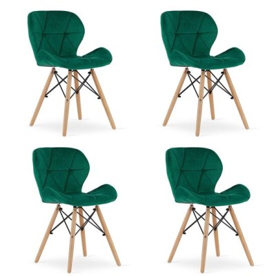 Set 4 scaune stil scandinav, Artool, Lago, catifea, lemn, verde, 48x43x74 cm GartenVIP DiyLine foto
