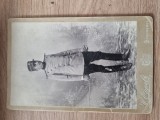 Fotografie tip cabinet, ofiter cu sabie , Oppelt Bucuresci