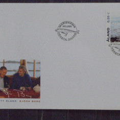 FDC ALAND - BOJRN BORG ( TENISMENUL ) IN VIZITA IN INSULA - 2005 - 2 EURO -