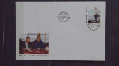 FDC ALAND - BOJRN BORG ( TENISMENUL ) IN VIZITA IN INSULA - 2005 - 2 EURO - foto