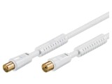 Cablu Coaxial 75&Omega; 1,5m Alb 9,5mm Priză-Mufă