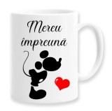 Cana alba personalizata Mereu impreuna Mickey, INOVATIX&reg;. 330ml, Oem