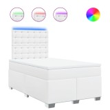 Cumpara ieftin Pat box spring cu saltea, alb, 120x190 cm, piele ecologica