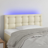VidaXL Tăblie de pat cu LED, crem, 80x5x78/88 cm, piele ecologică
