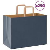 vidaXL Pungi de h&acirc;rtie 250 buc cu m&acirc;nere Albastre 32x17x25 cm