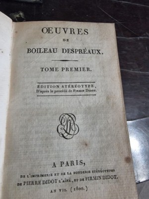 Oeuvrea de Boileau Despreaux Tome Premier foto