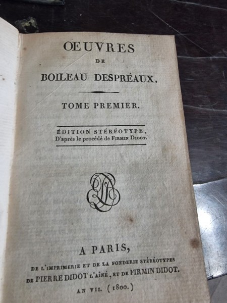 Oeuvrea de Boileau Despreaux Tome Premier