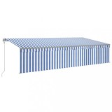 Cumpara ieftin Copertina retractabila automat cu stor, albastru&amp;alb, 6x3 m