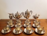 SERVICIU DE CAFEA/CEAI DIN METAL ARGINTAT-WMF-SCHMIDT&amp;STRATULAT-BUCURESTI-1920