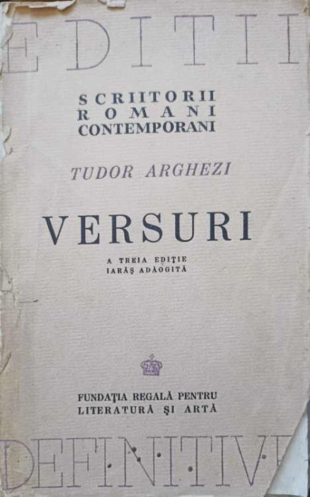 VERSURI. A TREIA EDITIE IARAS ADAOGITA-TUDOR ARGHEZI-251570