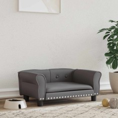 vidaXL Pat de c&acirc;ini, gri, 70x45x30 cm, piele ecologică