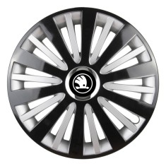Set 4 Capace Roti pentru Skoda Nou Alb-Negru, model Falcon Mix, R15, SKODA