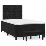 Cumpara ieftin Pat box spring cu saltea, negru, 120x200 cm, catifea