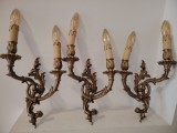 Superb set de 3 aplice din bronz masiv in stilul Rococo,piese cu o lucrătură de o foarte mare finețe