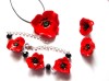 Set colier, cercei si bratara reglabila din fimo maci 40565