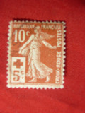 Serie Cruce Rosie + 5C 1914 Franta stampilat